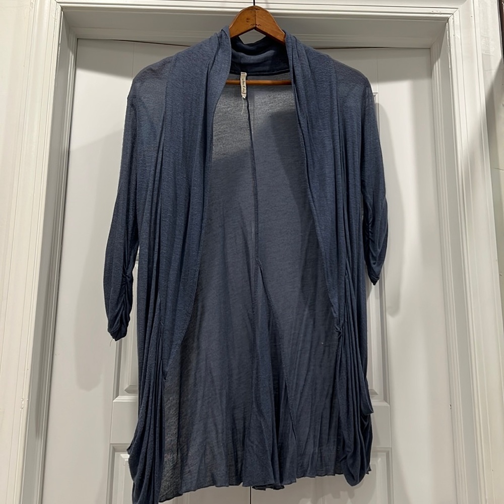 Dusty blue shaw/ cardigan with pockets